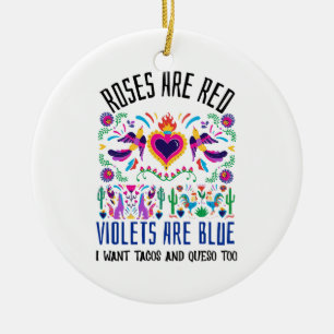 Décoration En Céramique Les roses sont rouges avec un joli motif art mexic