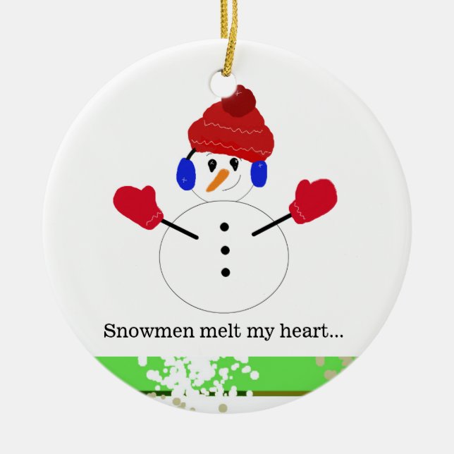 Décoration En Céramique Les Snowmen Fondent Mon Coeur (Devant)