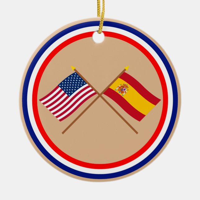 Décoration En Céramique Les USA et drapeaux croisés parEspagne (Devant)