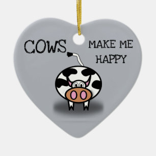 Décoration En Céramique Les vaches me rendent heureux