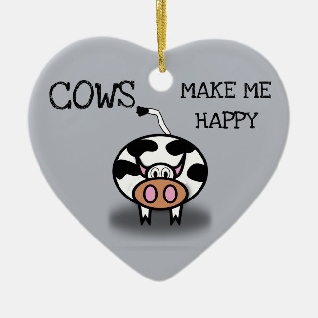 Décoration En Céramique Les vaches me rendent heureux (Devant)