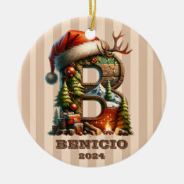 Décoration En Céramique LETTRE BOISERIE rustique B AVEC DÉCOR DE VACANCES