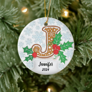 Décoration En Céramique Lettre J Noël nom personnalisé