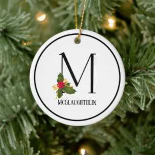 Décoration En Céramique Lettre M Monogramme Holly Personnalisée