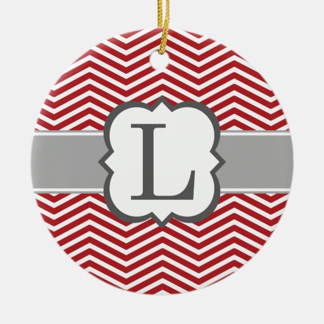 Décoration En Céramique LETTRE MONOGRAPHIQUE BLANC ROUGE L Chevron (Devant)