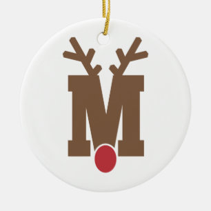 Décoration En Céramique Lettre personnalisée de l'ornement de Noël "M"