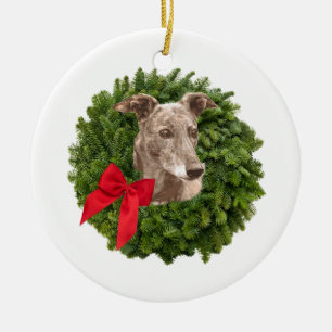 Décoration En Céramique Lévrier en guirlande de Noël