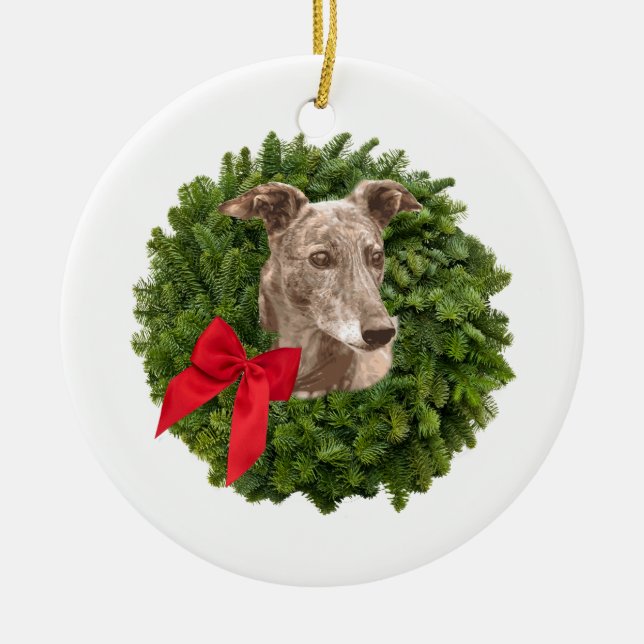 Décoration En Céramique Lévrier en guirlande de Noël (Devant)