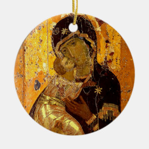 Décoration En Céramique L'icône chrétienne orthodoxe de la Théotokos de Vl