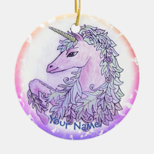 Décoration En Céramique Licorne Violet Royale