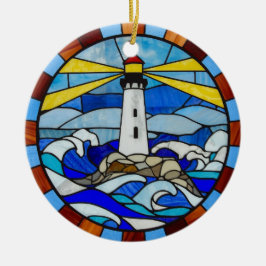 Décoration En Céramique Lighthouse Stained Glass Design