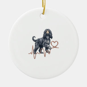 Décoration En Céramique Ligne de battement de coeur de chien Afghan Hound