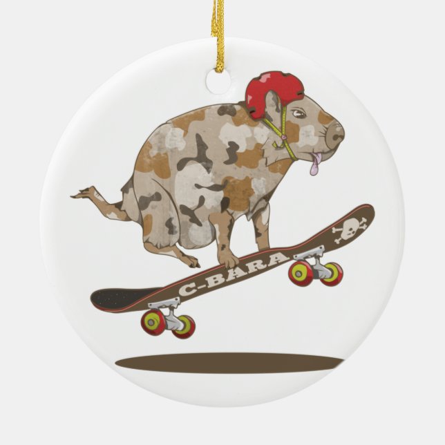 Décoration En Céramique Ligne du skateboard de Capybara (Dos)