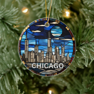 Décoration En Céramique Ligne Skyline Chicago personnalisée
