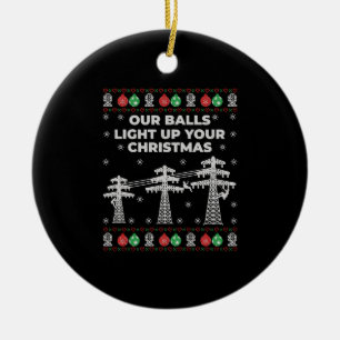 Décoration En Céramique Lineman Noël Nos balles s'allument