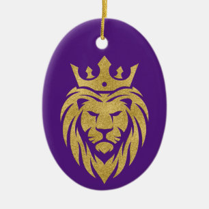 Décoration En Céramique Lion Avec Couronne - Style Or 3