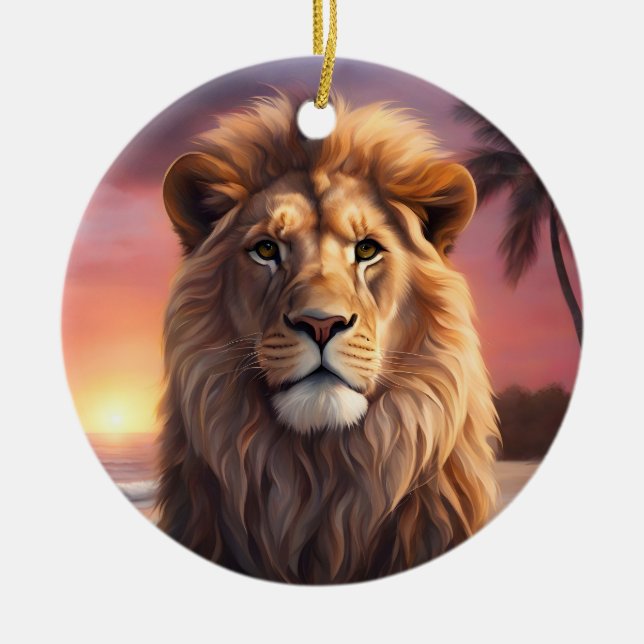 Décoration En Céramique Lion sur la plage (Devant)