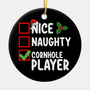 Décoration En Céramique Liste de Noël de joueur de cornhole mignon méchant