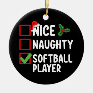 Décoration En Céramique Liste de Noël de joueur de softball gentil vilain