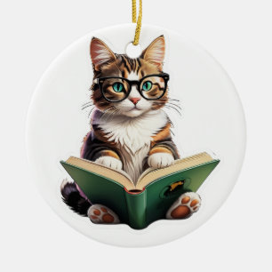 Décoration En Céramique Livre de lecture Cat