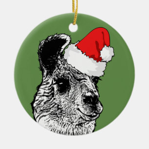 Décoration En Céramique Llama & Santa Hat tendance Personnalisé
