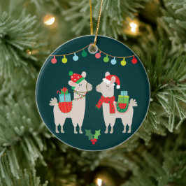 Décoration En Céramique Llamas de Noël