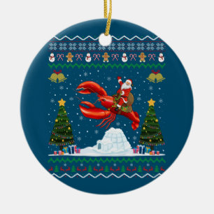Décoration En Céramique Lobster Ugly Xmas Gift Santa Riding Lobster Christ