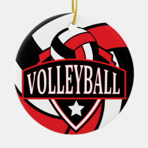 Décoration En Céramique Logo de volley-ball 🏐 rouge et noir