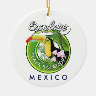 Décoration En Céramique Logo rétro de Playa Balandra Mexique