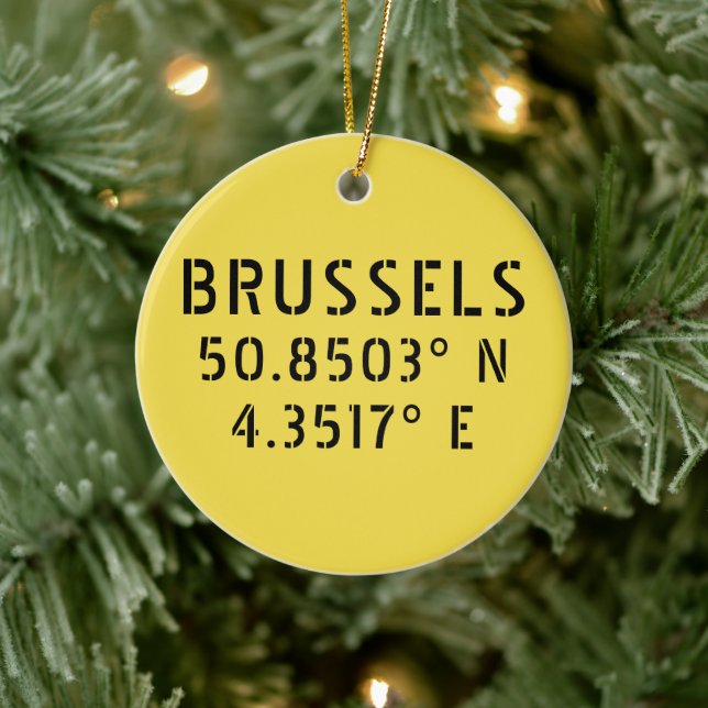 Décoration En Céramique Longitude Bruxelles Latitude personnalisable (Arbre)