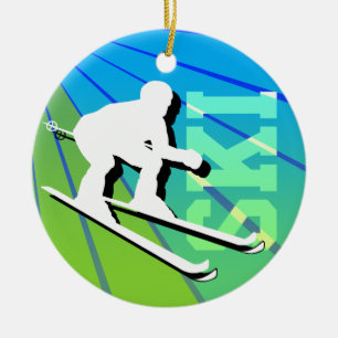 Décoration En Céramique L'ornement de ski ajoutent la photo