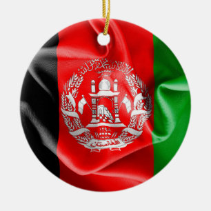 Décoration En Céramique L'ornement en céramique rond du drapeau afghan