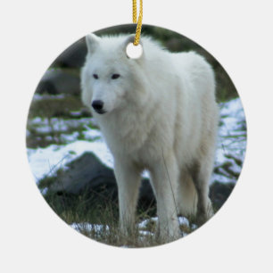 Décoration En Céramique Loup blanc en hiver