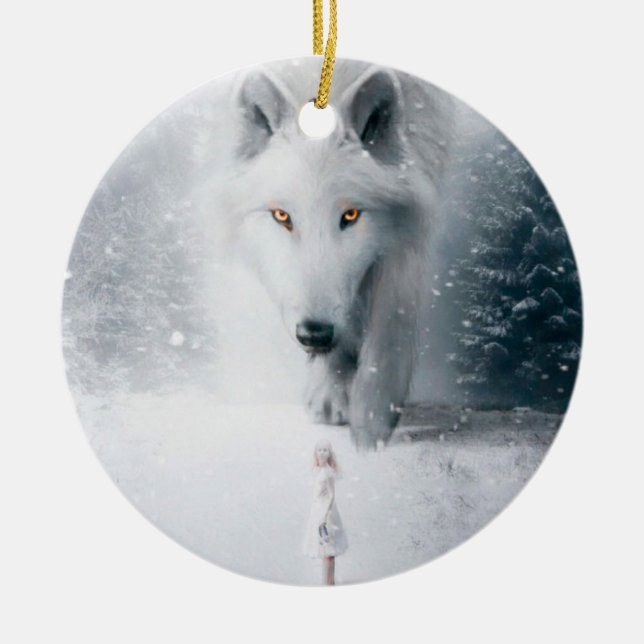 Décoration En Céramique Loup blanc géant (Devant)