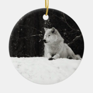 Décoration En Céramique Loup de Neige