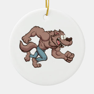 Décoration En Céramique Loup-garou en course