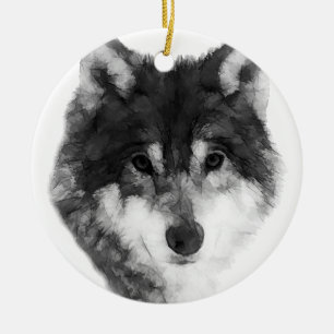 Décoration En Céramique Loup gris attrayant
