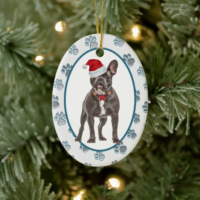 Décoration En Céramique Love Feuille Pawprints French Bulldog (Arbre)
