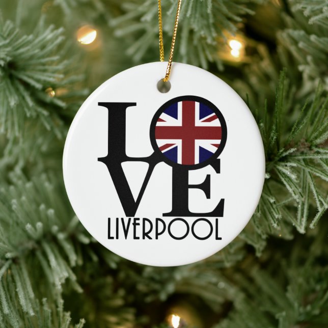 Décoration En Céramique LOVE Liverpool England (Drapeau UK) (Arbre)