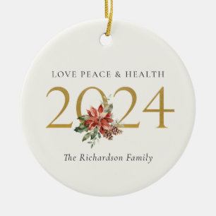 Décoration En Céramique Love Peace Health Poinsettia Bunch Foil Gold 2024