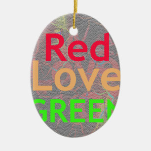 DÉCORATION EN CÉRAMIQUE LOVE RED GOLDEN VERT