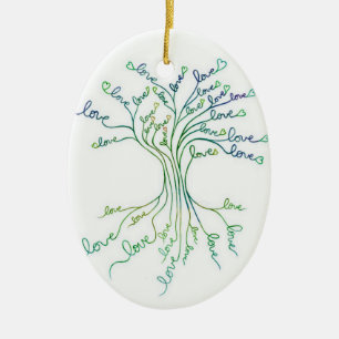 Décoration En Céramique Love Tree of Life Art Turquoise Blue Custom Photo 