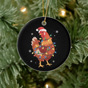 Décoration En Céramique Lumieres de sapin de Noël de poulet Ferme Animal S