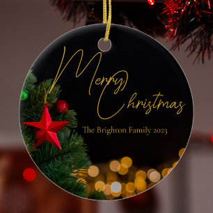 Décoration En Céramique Lumières dorées scintillantes Noël personnalisé mo