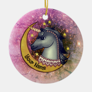 Décoration En Céramique Lune de licorne noire