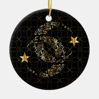 Décoration En Céramique Lune fleurie islamique et étoile