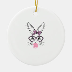 Décoration En Céramique Lunettes de léopard visage de lapin Bubble Gum jou
