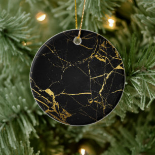 Décoration En Céramique Luxe Black and Gold Marble