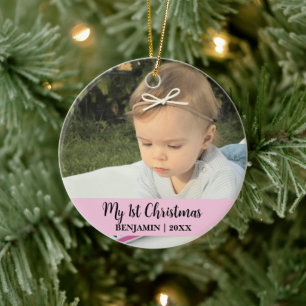 Décoration En Céramique Ma photo de bébé pour mon 1er Noël