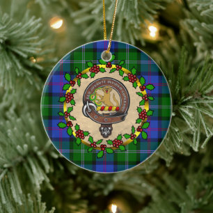 Décoration En Céramique MacThomas Badge & Tartan Noël personnalisé